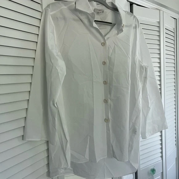Lafayette 148 White Button-Up Shirt size M/L - Picture 1 of 4